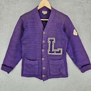 Vintage 1950s Sand Knitwear Varsity Letterman Jacket Sz 40 Faded Purple
